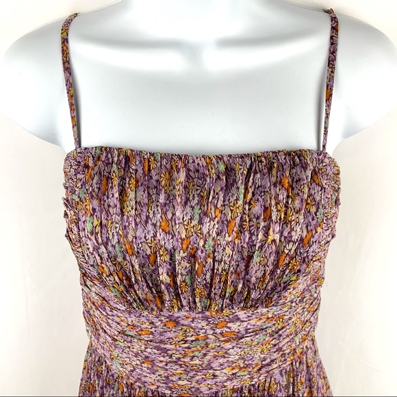 Decode 1.8 Lavendar Floral Print Spaghetti Strap 100% Silk Dress - Picture 4 of 15